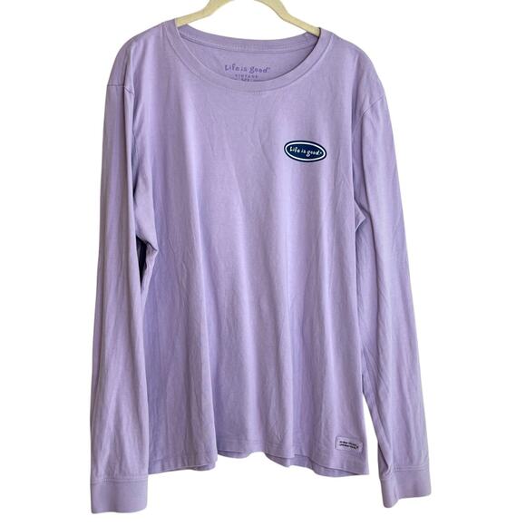 Life is Good Womens Long Sleeve Tee XL Purple Scoop Neck Ski Graphic - Picture 1 of 6